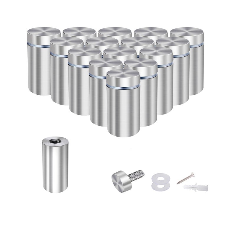 Osring 3/4” Dia x 1 3/5” L Standoffs Screws for Acrylic, Silver Sign Standoff Wall Mounts Hardware 16 Pack, Stainless Steel Advertising Nails Holder for Glass Board and Signage - Image 1